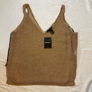 NWT Forever 21 size small gold knitted tank top